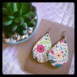 Hand stamped leather earrings NWT
